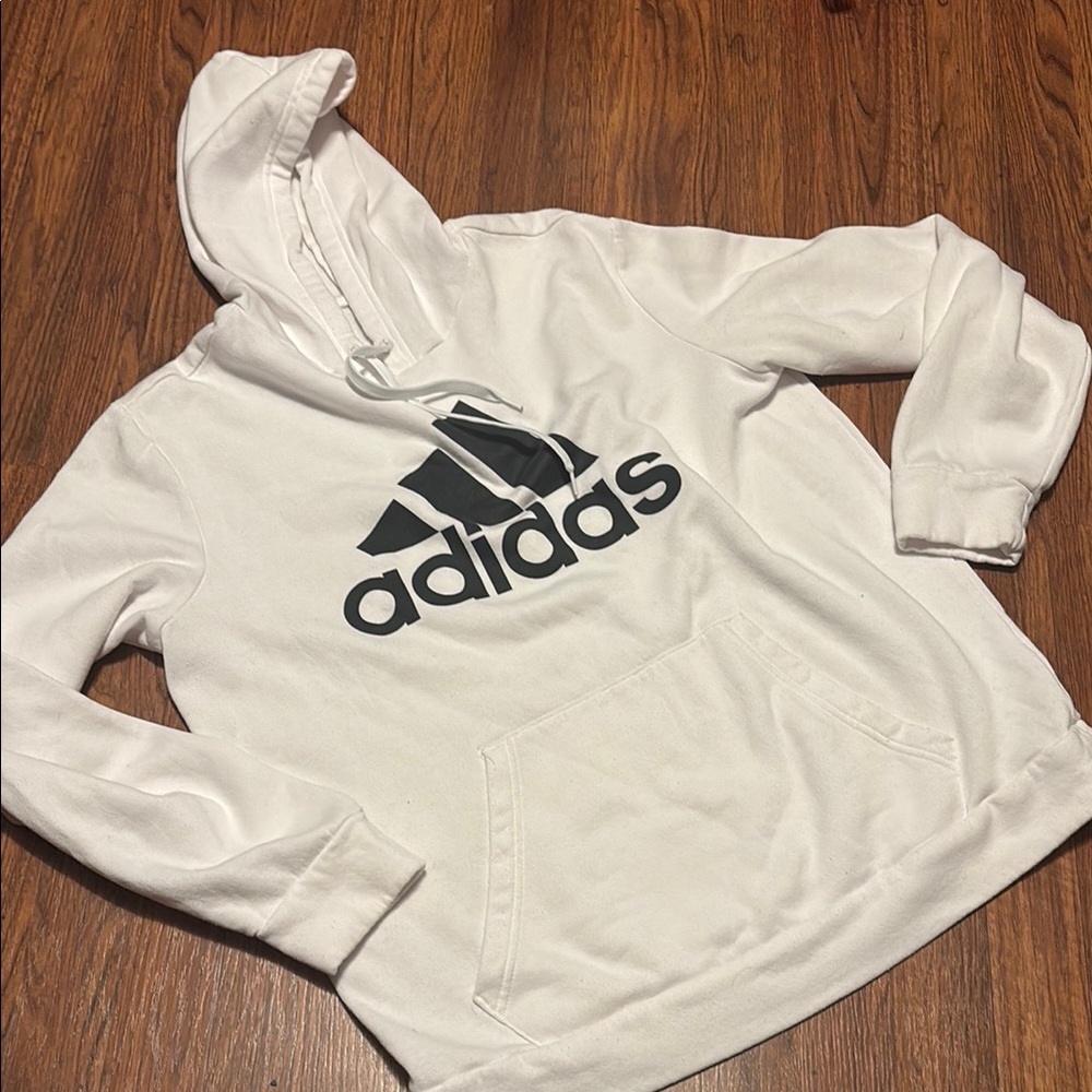 Adidas Golf Classic White Hoodie with Black Emblem
